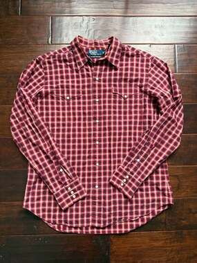 Vintage Polo Ralph Lauren Classic Western Plaid Pearl Snap Shirt Mens Large